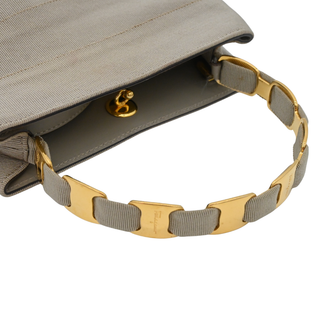 Taupe Layered Grosgrain Mini Top Handle Bag