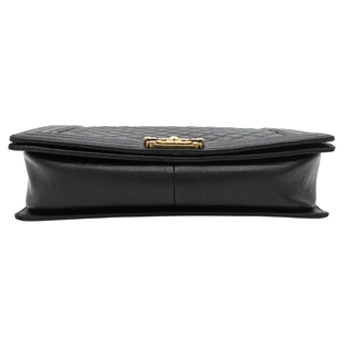 Black Caviar Leather Large Boy Flap Bag
