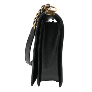 Black Caviar Leather Large Boy Flap Bag
