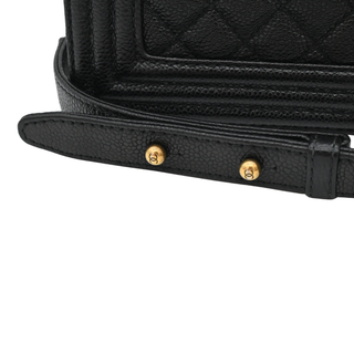 Black Caviar Leather Large Boy Flap Bag