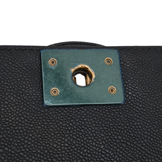 Black Caviar Leather Large Boy Flap Bag