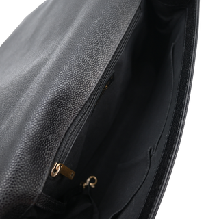 Black Caviar Leather Large Boy Flap Bag