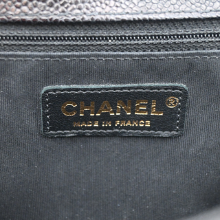 Black Caviar Leather Large Boy Flap Bag