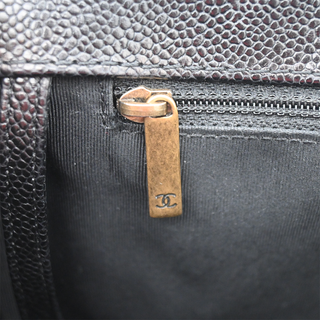 Black Caviar Leather Large Boy Flap Bag