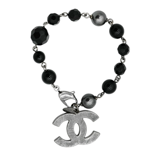 Black Beaded CC Bracelet