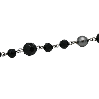 Black Beaded CC Bracelet