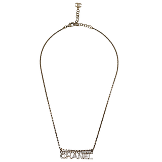 Crystal 'CHANEL' Logo Pendant Necklace