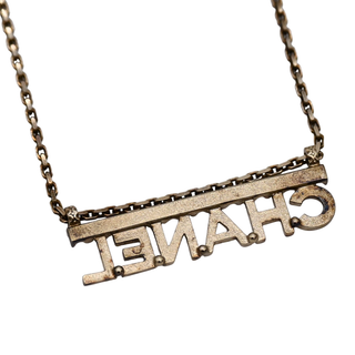Crystal 'CHANEL' Logo Pendant Necklace