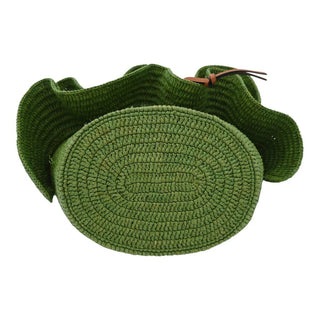 LOEWE | Green Raffia Ruffled Balloon Bucket Shoulder Bag