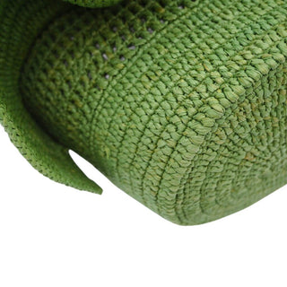 LOEWE | Green Raffia Ruffled Balloon Bucket Shoulder Bag