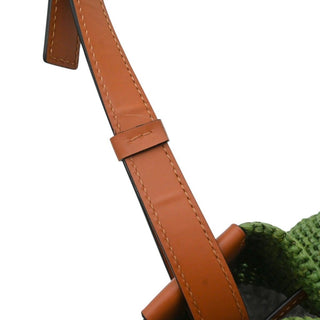 LOEWE | Green Raffia Ruffled Balloon Bucket Shoulder Bag