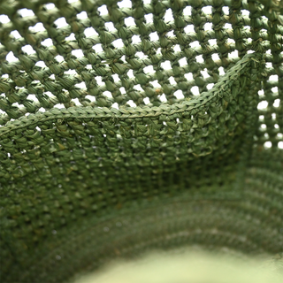 Green Raffia Ruffled Balloon Bucket Shoulder Bag