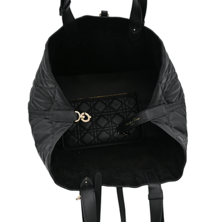 Black Cannage Quilted Toujours Large Tote Bag
