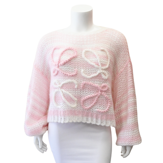 Pink & White Anagram Mohair Blend Oversized Sweater