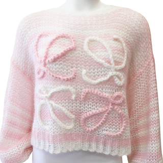 Pink & White Anagram Mohair Blend Oversized Sweater