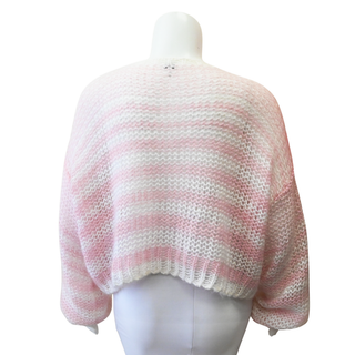 Pink & White Anagram Mohair Blend Oversized Sweater