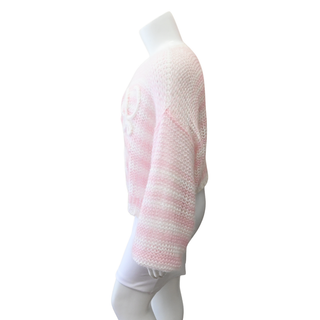 Pink & White Anagram Mohair Blend Oversized Sweater