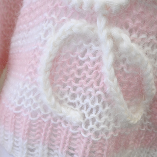 Pink & White Anagram Mohair Blend Oversized Sweater