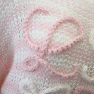 Pink & White Anagram Mohair Blend Oversized Sweater