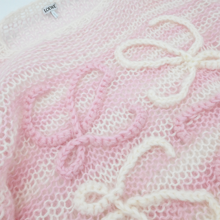 Pink & White Anagram Mohair Blend Oversized Sweater