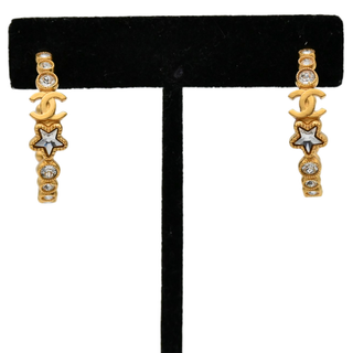 CHANEL | Crystal Star CC Hoop Earrings