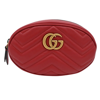 GG Marmont Matelassé Red Leather Belt Bag
