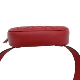 GG Marmont Matelassé Red Leather Belt Bag