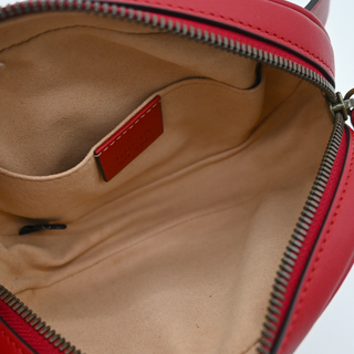 GG Marmont Matelassé Red Leather Belt Bag