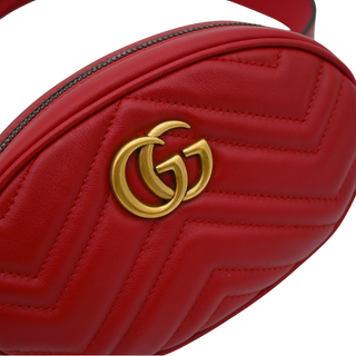GG Marmont Matelassé Red Leather Belt Bag