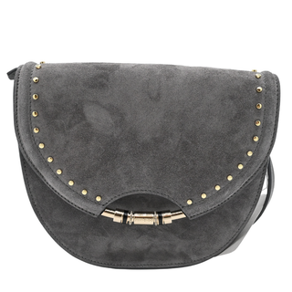 Chrissy Dark Grey Suede Studded Crossbody Bag