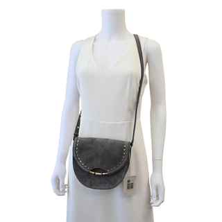 Chrissy Dark Grey Suede Studded Crossbody Bag