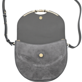 Chrissy Dark Grey Suede Studded Crossbody Bag