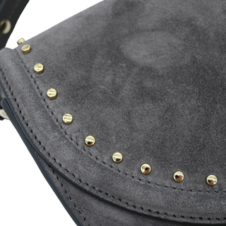 Chrissy Dark Grey Suede Studded Crossbody Bag