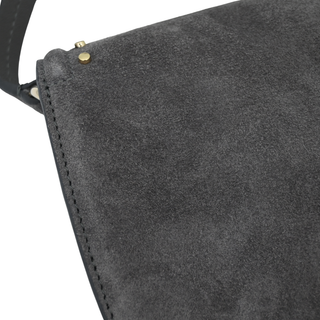 JIMMY CHOO | Chrissy Dark Grey Suede Studded Crossbody Bag