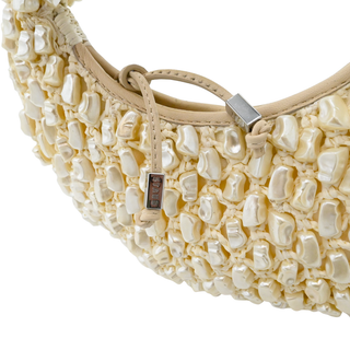 Tommy Beaded Faux Pearl Top Handle Bag