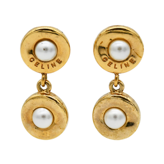 Faux Pearl Double Circle Clip Earrings