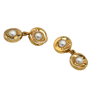 Faux Pearl Double Circle Clip Earrings
