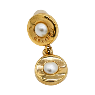 Faux Pearl Double Circle Clip Earrings