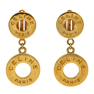 Double Circle Drop Clip Earrings