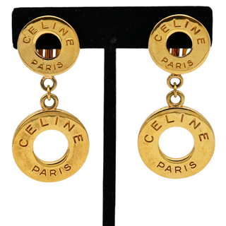 Double Circle Drop Clip Earrings