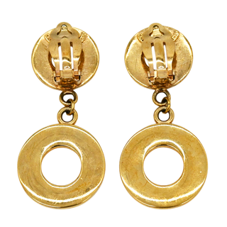 Double Circle Drop Clip Earrings