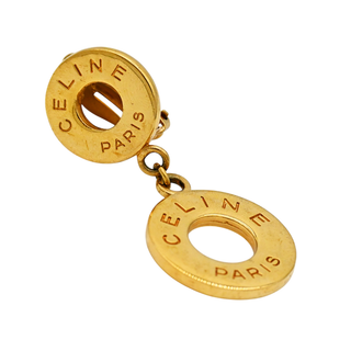 CELINE | Double Circle Drop Clip Earrings