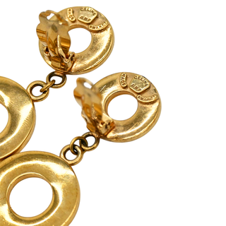 Double Circle Drop Clip Earrings