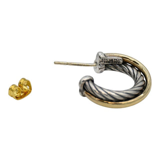 Sterling Silver & 18K Gold Crossover Small Hoop Earrings