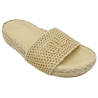 Isla Crochet Raffia Slide Sandals