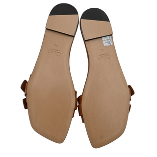CHLOE | Mae Tan Leather Buckle Slide Sandals