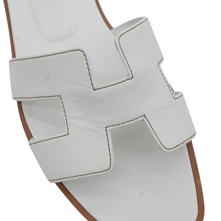 Oran White Leather Sandals