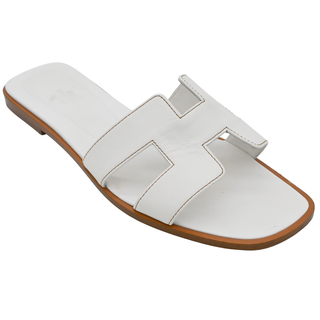 Oran White Leather Sandals