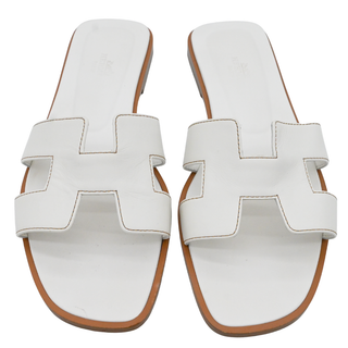 Oran White Leather Sandals