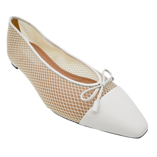 AQUAZZURA | Gioia White Mesh Cap Toe Ballet Flats